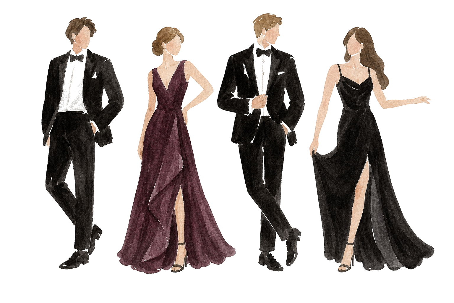 Illustration animée de tenue black tie