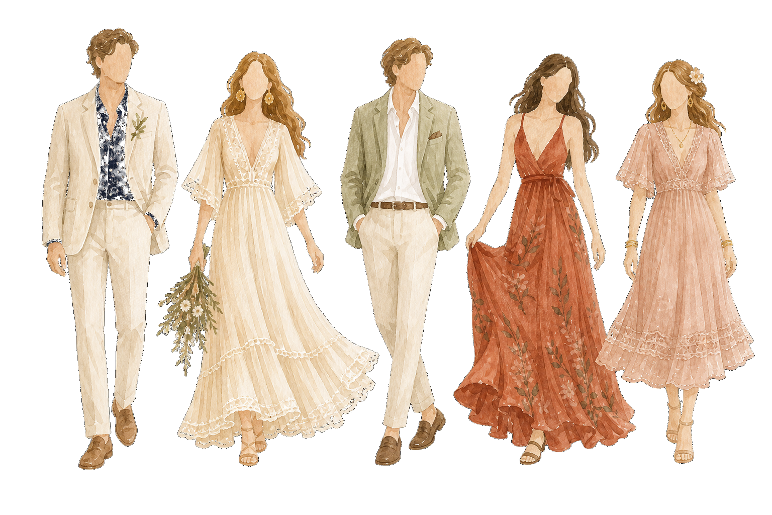 Illustration animée de tenue bohème