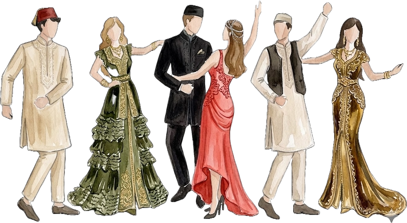 Illustration animée tenue traditionnelle tunisienne