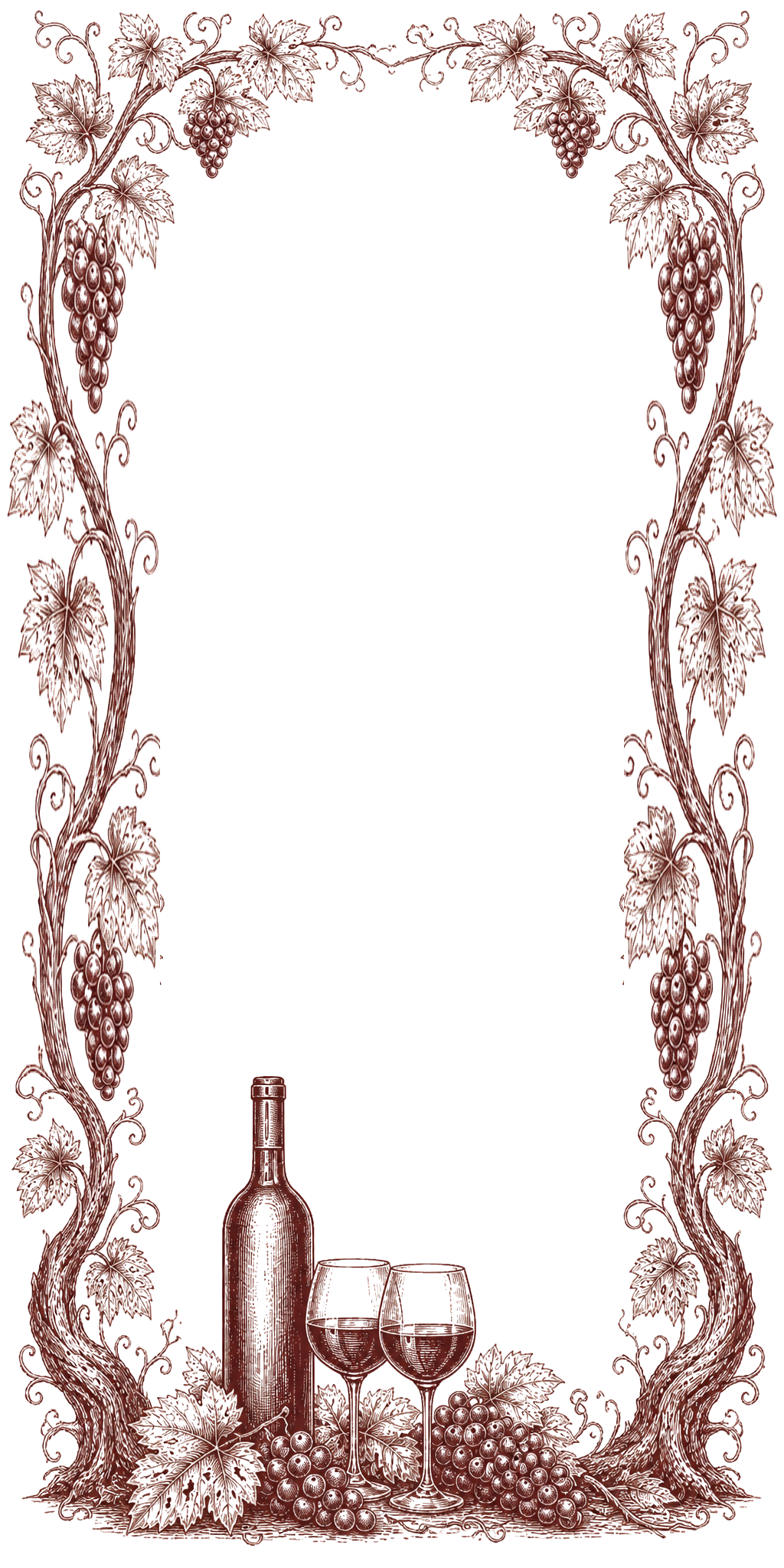 Illustration décorative de menu viticole